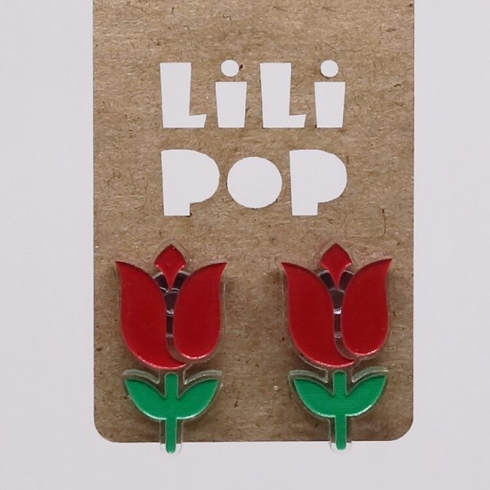 Boucles d'oreilles Lili POP- Tulipe Rouge